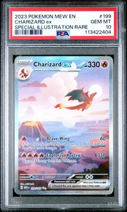 2023 POKEMON MEW EN-151 SPECIAL ILLUSTRATION RARE #199 CHARIZARD EX PSA 10 - Image 1