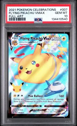 2021 Pokemon Celebrations Flying Pikachu VMax Full Art PSA 10 - Image 1