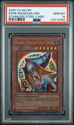 2024 Yu-Gi-Oh! Dark Magician Girl Stainless Steel PSA 10 GEM MINT - Image 1