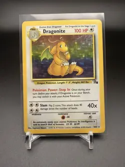 Pokemon TCG Dragonite Fossil Holo Unlimited Rare Card 4/62 1999 Vintage LP-NM - Image 1