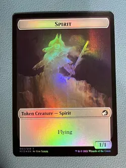 MTG Spirit (002) // Bat (004) Double-sided Token Foil Innistrad MID NM - Image 1