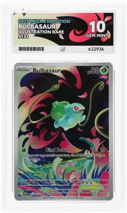 Pokemon TCG Bulbasaur 133/132 Mega Evolution Ace 10 Perfect Subgrades - Image 1