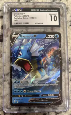 2021 Evolving Skies CGC 10 Gem MINT Gyarados V Pokemon 2021 Full Art 028/203 - Image 1