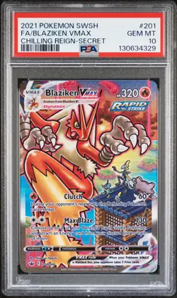 2021 POKEMON SWORD & SHIELD CHILLING REIGN SECRET FULL ART/BLAZIKEN VMAX PSA 10 - Image 1