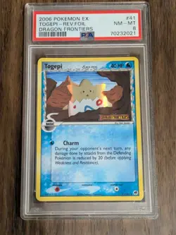 2006 Pokemon Ex Togepi-Rev.Foil Dragon Frontiers Psa 8 41/101 Mint LOW POP - Image 1