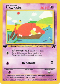 SLOWPOKE Team Rocket Set First Edition WOTC Pokemon Card - Lightly Played - Image 1