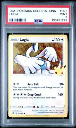 Lugia 022/025 HOLO RARE Celebrations Pokemon Card 328 PSA 9 MINT - Image 1