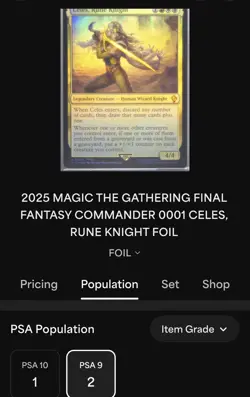 2025 MTG Final Fantasy Commander, Rune Knight 0001 PSA mint 9. Low pop. Foil - Image 3