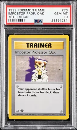 1999 POKEMON GAME 1ST ED #73 IMPOSTOR PROFESSOR OAK PSA 10 - Image 1
