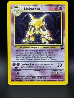 Pokemon Alakazam 1/130 Holo Rare Base Set 2 Vintage LP - Image 1