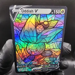 Pokemon Oddish Stain Glass Custom Made Fan Art Holo - Image 2