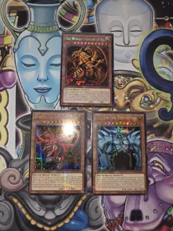 Yu-Gi-Oh All 3 Egyptian God Cards Prismatic Secret Rare 1st Edition NM - Image 2