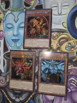 Yu-Gi-Oh All 3 Egyptian God Cards Prismatic Secret Rare 1st Edition NM - Image 3