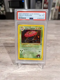 PSA 6 Graded Pokemon Erika's Vileplume Gym Heroes 5/132 Holo Unlimited Holo Rare - Image 1