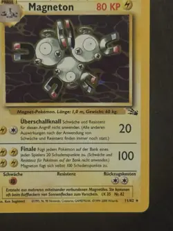 Pokemon Karte - Magneton (11/62) Holo Fossil Set - Vintage - Nearmint - Deutsch - Image 3