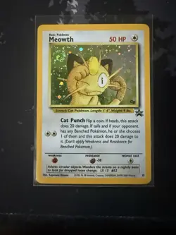 Pokemon Gameboy Meowth 10/53 Wotc Black Star Promo Holo - Image 1