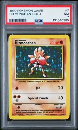 1999 Pokemon Game Hitmonchan Holo #7 Graded PSA 7 NM MINT - Image 1