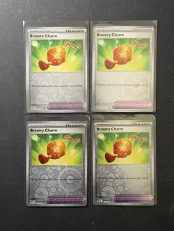 4x Bravery Charm 173/193 Reverse Holo Pokemon Card Playset SV PTCG NM - Image 1