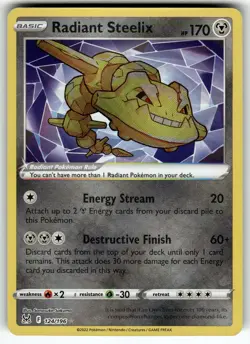 Radiant Steelix 124/196 SWSH11: Lost Origin NM Pokemon Card TCG - Image 1