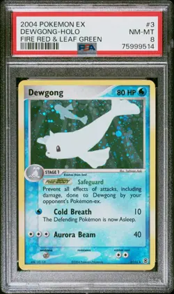 2004 Pokemon EX Fire Red Leaf Green Dewgong holo 3/112 PSA 8 NM-M 75999514 Swirl - Image 1
