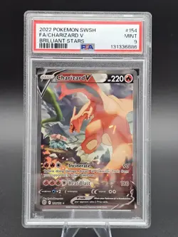 2022 Pokemon Sword & Shield Brilliant Stars #154 Full Art/Charizard V Mint PSA 9 - Image 1