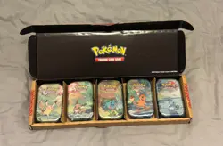 Pokemon TCG Kanto Friends Mini Tin 5-Pack Bundle 10 Boosters 5 Coins 5 Art Cards - Image 1