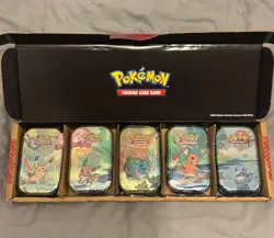 Pokemon TCG Kanto Friends Mini Tin 5-Pack Bundle 10 Boosters 5 Coins 5 Art Cards - Image 2