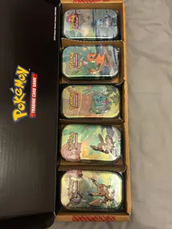 Pokemon TCG Kanto Friends Mini Tin 5-Pack Bundle 10 Boosters 5 Coins 5 Art Cards - Image 3