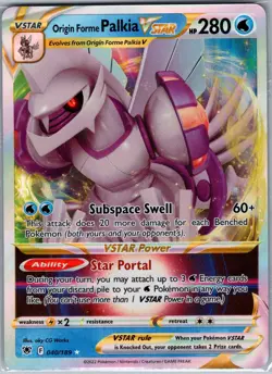 Origin Forme Palkia VSTAR 040/189 SWSH10: Astral Radiance - Pokemon Card - NM - Image 1