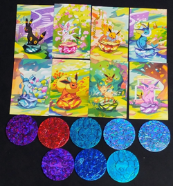 Pokemon Prismatic Evolution Eevee Mini Tin Art Cards 8 Complete Bundle & 8 Coins - Image 3