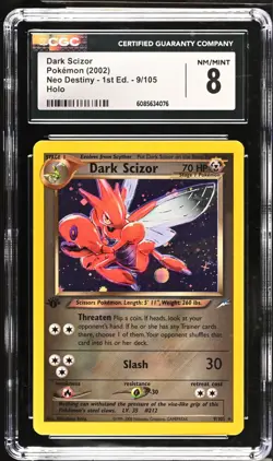 POKEMON CGC 8 NM/MINT Dark Scizor 9/105 2002 Neo Destiny - 1st Edition Rare Holo - Image 1