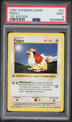 Pokemon Pidgey Base Set Shadowless 1st Edition 57/102 PSA 9 - Image 1