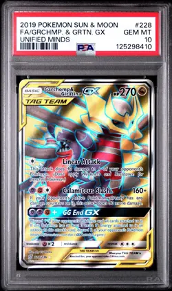 2019 POKEMON SUN & MOON UNIFIED MINDS FULL ART/GARCHOMP & GIRATINA GX PSA 10 - Image 1