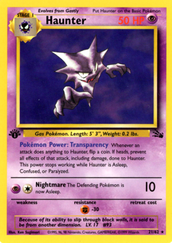 HAUNTER 21/62 FOSSIL SET 1ST EDITION POKEMON TCG CCG 1999 NM - Image 1