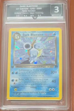 POKEMON TCG DARK BLASTOISE 1ST EDITION 3/82 TEAM ROCKET RARE HOLO GG GRADE 3 - Image 1