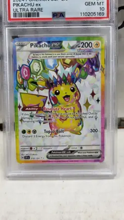 2024 PIKACHU EX FULL ART SURGING SPARKS ULTRA RARE POKEMON PSA 10 GEM MINT #219 - Image 2