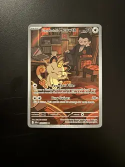 Team Rocket's Meowth 203/182 Destined Rivals Illustration Rare Pokemon - Image 1