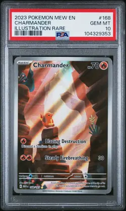 2023 POKEMON MEW EN-151 ILLUSTRATION RARE #168 CHARMANDER PSA 10 - Image 1
