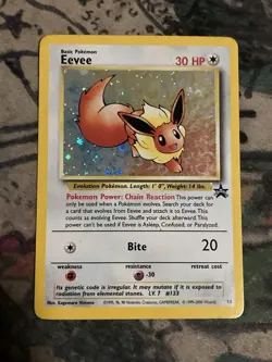 Eevee Pokemon (2000) WoTC Black Star Promo 11 Holo Pokemon league Rare - Image 1