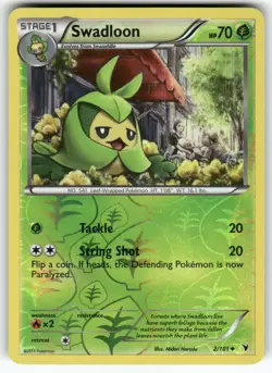 Swadloon Noble Victories Uncommon,Reverse Holo Pokemon Lightly played - Image 1