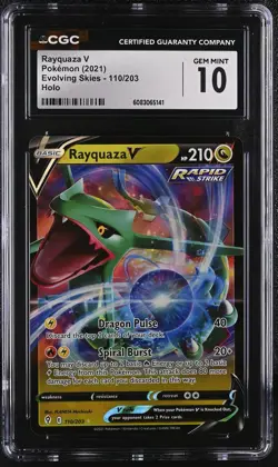 RAYQUAZA V Evolving Skies Holo Rare #110 CGC 10 Pokemon [Nostalgium] - Image 1