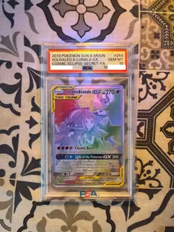 2019 POKEMON SUN & MOON COSMIC ECLIPSE #254 FULL ART/SOLGALEO & LUNALA GX PSA 10 - Image 2
