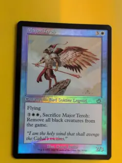 Major Teroh. rare bird soldier legend MTG Card. Old Vintage Foil. Torment. - Image 1