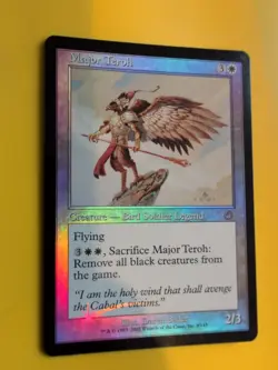 Major Teroh. rare bird soldier legend MTG Card. Old Vintage Foil. Torment. - Image 2