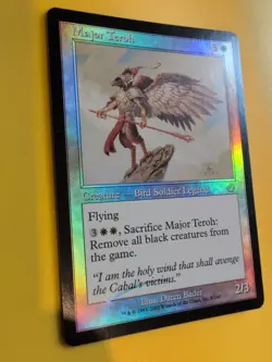 Major Teroh. rare bird soldier legend MTG Card. Old Vintage Foil. Torment. - Image 3