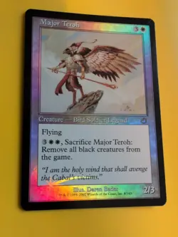 Major Teroh. rare bird soldier legend MTG Card. Old Vintage Foil. Torment. - Image 4