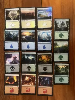MTG Aetherdrift Basic Lands Set ✨ FOIL ✨ 15 Cards - Image 1