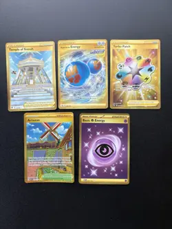 Pokemon TCG | Gold Trainer And Energy Card Lot 5 Count Near Mint - Image 1