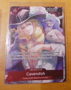 ONE PIECE ENGLISH CARD HOLO GAME CARTE CAVENDISH OP01-008 SR ALT EN MINT - Image 1
