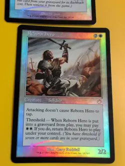 Reborn Hero & Spirit Flare MTG 2 Card. Old Vintage shooting star Foil. Torment. - Image 3